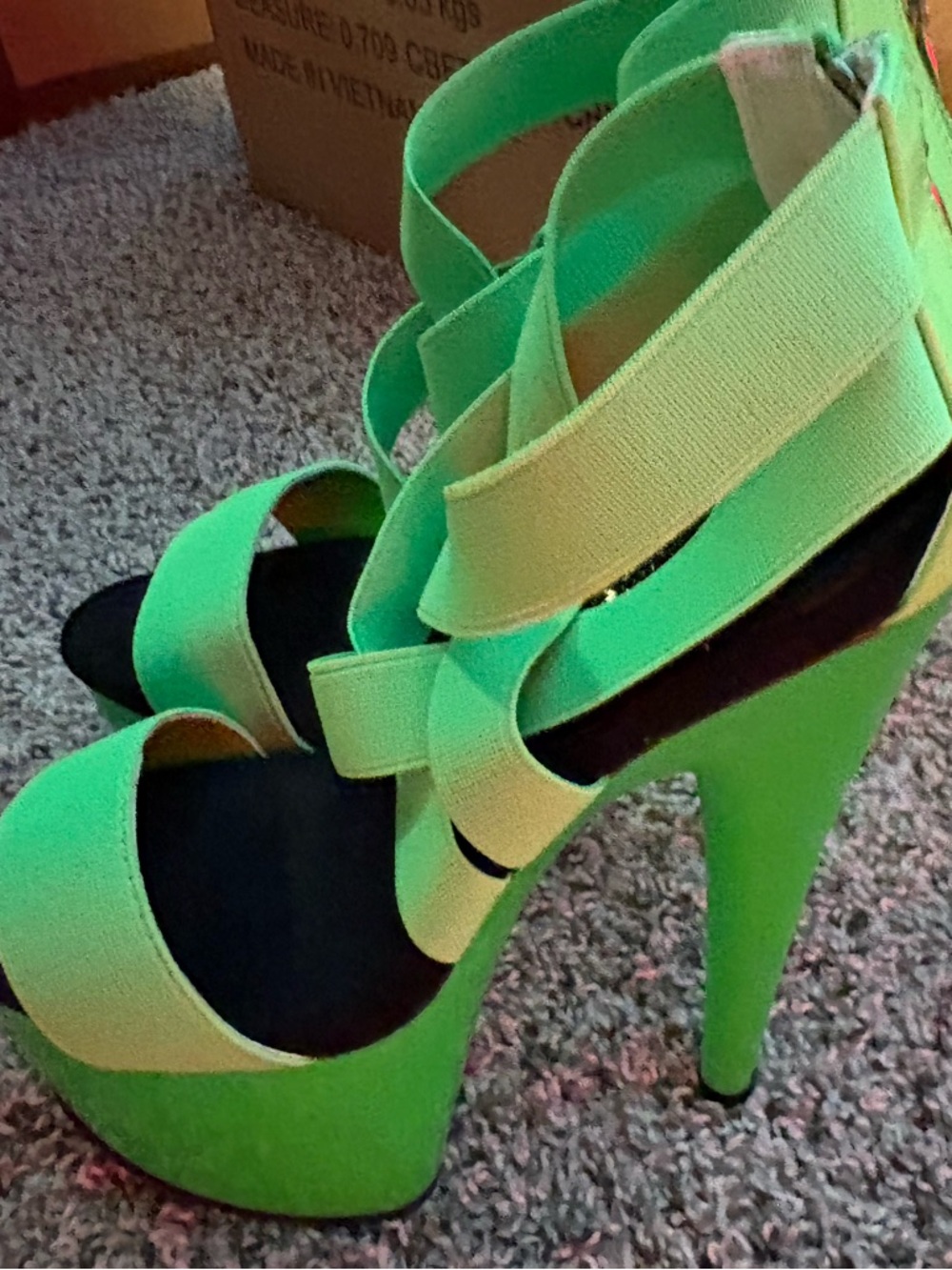 Women's Neon Green Strappy Platform Heels